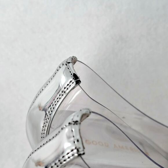 Good American Women Size 12 Cinderella Clear Silver Patent Stiletto Pump 4" Heel - Picture 3 of 8